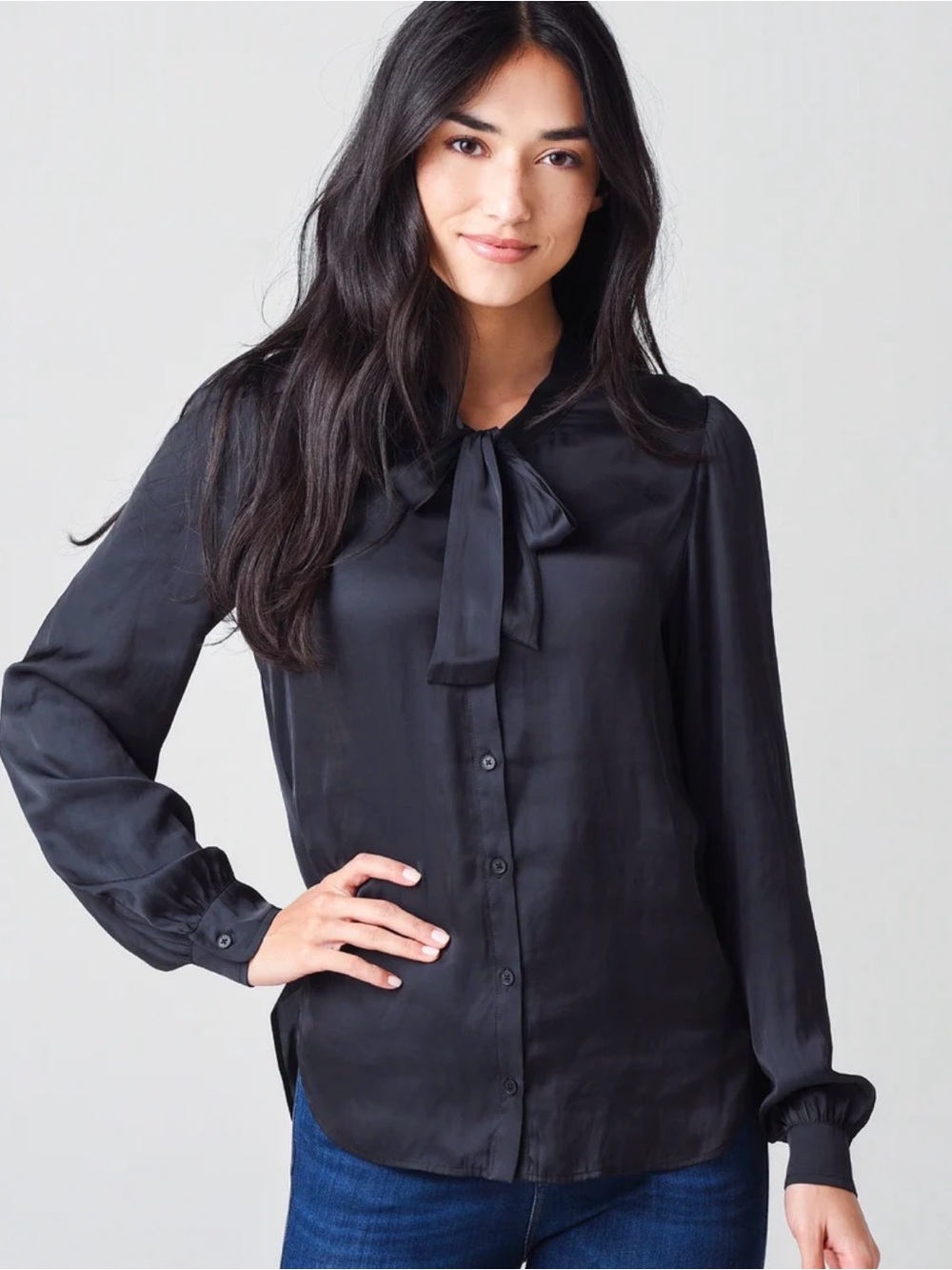 Zadig & Voltaire Black Tie-Neck Blouse